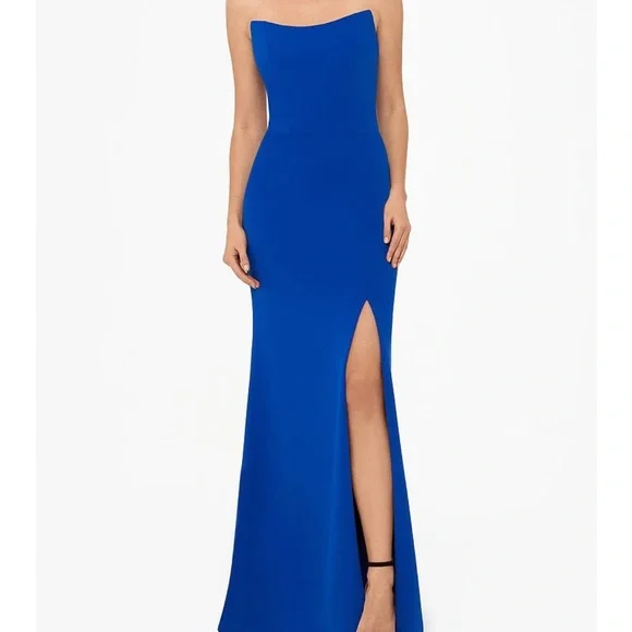 betsy adams blue dress Betsy and Adam Long Ruffled Prom Dress A24201 Royal / 0